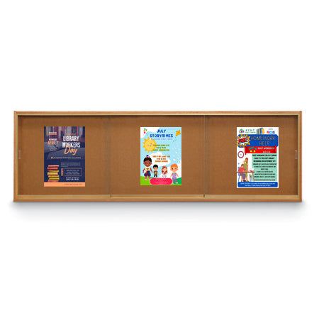 Sliding Glass Doors Indoor 96x36 Enclosed Bulletin Boards (Wood Framed)