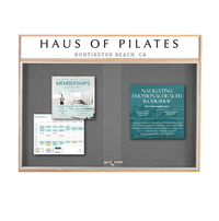 60x36 Indoor Enclosed Wood Enclosed Bulletin Boards with Sliding Glass Doors Header + Lights