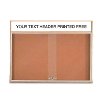 48x36 Indoor Enclosed Wood Enclosed Bulletin Boards with Sliding Glass Doors Header + Lights