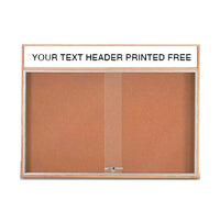 60x36 Indoor Enclosed Wood Enclosed Bulletin Boards with Sliding Glass Doors Header + Lights