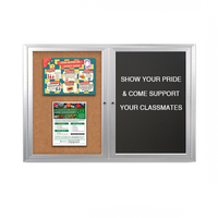 Enclosed 2-Door INDOOR Combo Board 72x30 | Cork Bulletin Board & FELT Letter Board