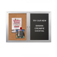 Enclosed 2-Door INDOOR Combo Board 84x36 | Cork Bulletin Board & FELT Letter Board