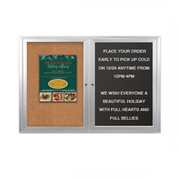 Enclosed 2-Door INDOOR Combo Board 84x48 | Cork Bulletin Board & FELT Letter Board