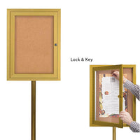 Lockable Bulletin Board Pedestal has a Viewing Area of 13" x 19" and perfect for any notices, advertisements, flyers, and other printed materials.