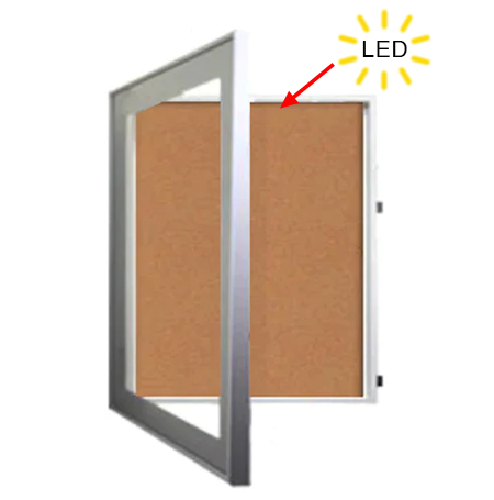 30 x 40 SwingFrame Designer 2 Inch Deep Shadow Box Display Case w Cork Board and Light - Metal Framed