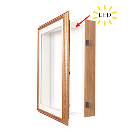 SwingFrame Designer Oak Framed Shadow Box + Interior Lighting | 3" Deep Shadowboxes