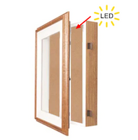 Oak 16 x 20 Shadowbox SwingFrames with Cork Board and Interior Lighting (2" Deep)