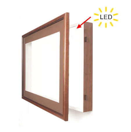 SwingFrame Designer Wall Wood Lighted Display Case 1" Deep