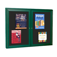 ECO-Design 48x36 Outdoor Wall Mount Enclosed Cork Bulletin Board Information Center - Double Door