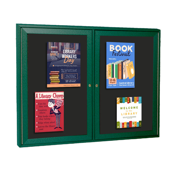 ECO-Design 48x36 Outdoor Wall Mount Enclosed Cork Bulletin Board Information Center - Double Door
