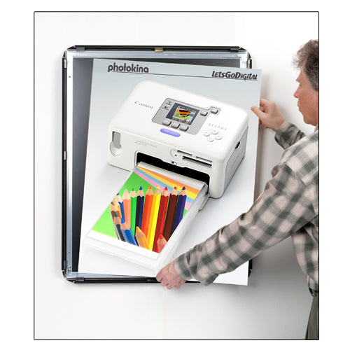 ALL 4 FRAME RAILS SNAP OPEN FOR EASY CHANGE of 1/2" THICK 36x84 POSTERS