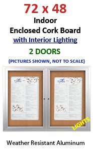 Enclosed Indoor 72x48 Bulletin Boards with Lights (Multiple Doors)