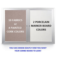 INDOOR ENCLOSED COMBO BOARD 96" x 36" DRY ERASE / CORK BULLETIN BOARD