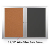 84x36 DRY ERASE / CORK COMBINATION HAS MITERED (SQUARE) CORNERS