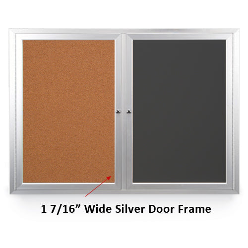 84x36 DRY ERASE / CORK COMBINATION HAS MITERED (SQUARE) CORNERS