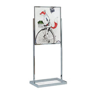 22 x 28 Dry Erase White Board Pedestal Sign Holder with Open Face Board, Double Sided, Silver Chrome Aluminum