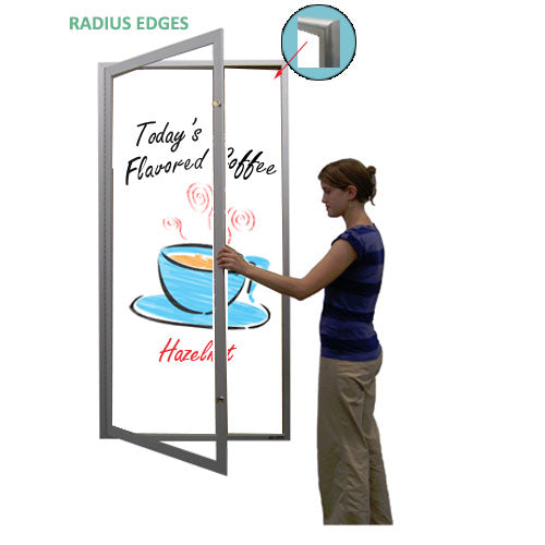 Extra Large Indoor Enclosed Dry Erase Markerboard with Radius Edge - White Porcelain Steel