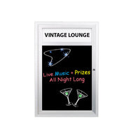 Indoor Wall Mount Enclosed Dry Erase Marker Board Display Case with Personalized Message Header | Melamine Black Board Surface