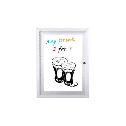 SwingCase Indoor Dry Erase Marker Board Lighted | Enclosed White Board with Melamine Writing Surface