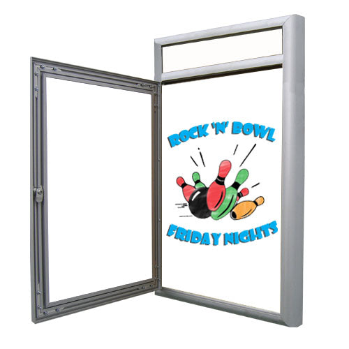 Wall Mount Indoor Enclosed Indoor Dry Erase White Marker Board with Radius Edge Display Case Corners and Personalized Message Header