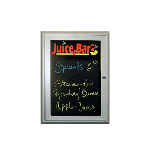 Indoor Enclosed Dry Erase Markerboard with Radius Edge - Black Porcelain Steel