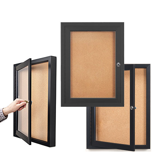 Indoor Enclosed Bulletin Board Display Case 18x24 | Wall Mount, Single Door, Lockable Metal Display Case with 4 Finishes