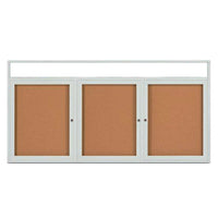 Enclosed Indoor Enclosed Bulletin Boards 84 x 24 w Message Header + Radius Edge 3 DOOR