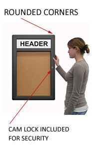 Indoor Enclosed Menu Swing Cases with Header (Single Door) (Rounded Corners)