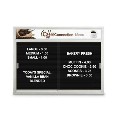Indoor Enclosed Sliding Glass Letter Boards with Message Header