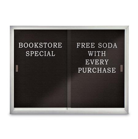 Indoor Letter Boards with Two Sliding Glass Doors | Classic Mitered Corners Metal Cabinet in 14 Sizes