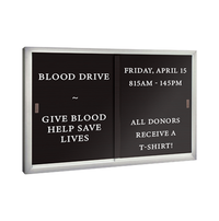 Indoor Letter Boards with Two Sliding Glass Doors | Classic Mitered Corners Metal Cabinet in 14 Sizes