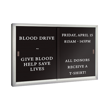 Indoor Letter Boards with Two Sliding Glass Doors | Classic Mitered Corners Metal Cabinet in 14 Sizes