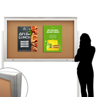 EXTREME WeatherPLUS™ Freestanding Extra Large Radius Edge Outdoor Enclosed Bulletin Board Display Case | Shown In Landscape Orientation