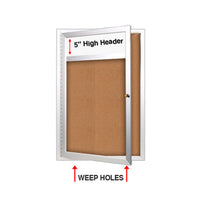 Indoor Enclosed Bulletin Boards 24 x 36 w Header & Light (Single Door)