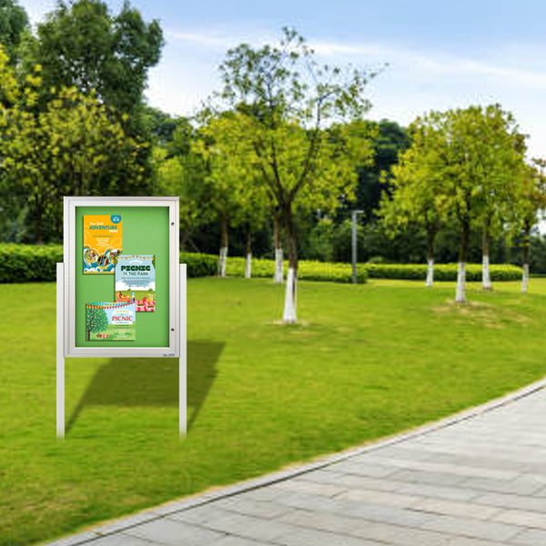 EXTREME WeatherPLUS™ Outdoor Enclosed Poster Case Stands with 2 Posts | Perfect For Outdoor Marketing