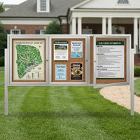 SwingCase Outdoor Enclosed Poster Display Cases 2-3 Doors with Two Posts | Metal Cabinet in 35+ Sizes