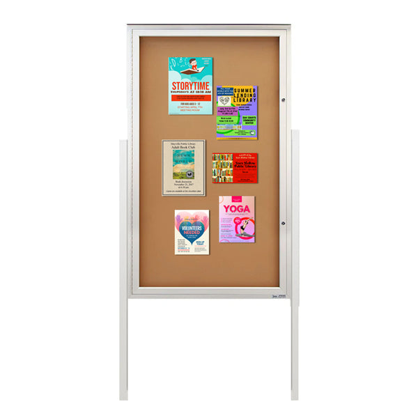 Free Standing EXTREME WeatherPLUS™ Extra Large Outdoor Enclosed Poster Case with Posts | XL Single Door 15+ Sizes