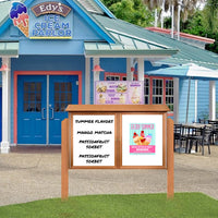 Outdoor Message Center Magnetic White Dry Erase Board - 60" x 24" | Double Door with Posts