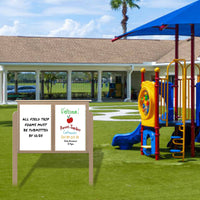 Outdoor Message Center Magnetic White Dry Erase Board - 60" x 48" | Double Door with Posts