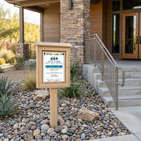 8.5 x 14 Outdoor Message Center Cork Board with Post | Eco-Design Single Door Information Board