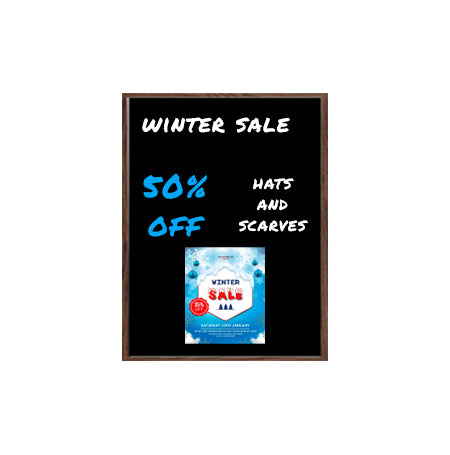 Wood Frame 20x30 Magnetic Black Wet Erase Marker Board | Porcelain on Steel