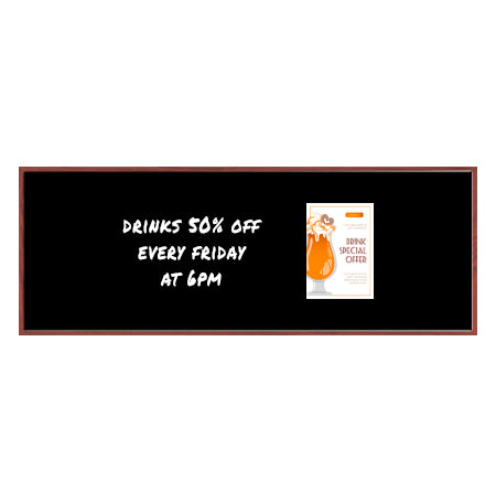 Wood Frame 36x96 Magnetic Black Wet Erase Marker Board | Porcelain on Steel