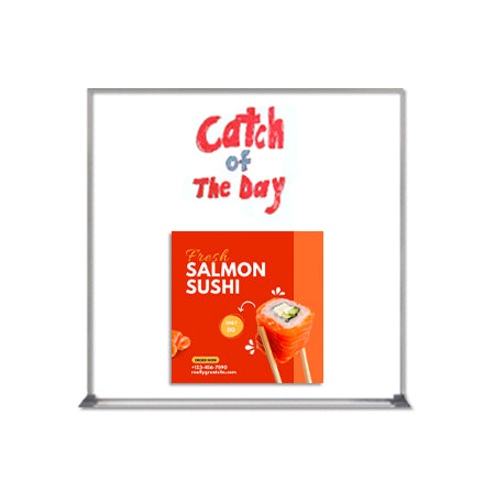 14x14 Magnetic White Dry Erase Marker Board with Aluminum Frame