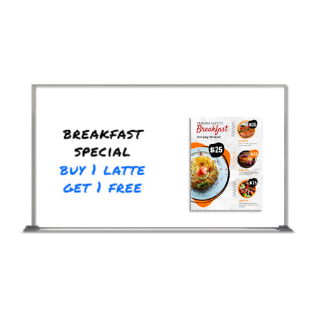 48x84 Magnetic White Dry Erase Marker Board with Aluminum Frame + Porcelain on Steel - NO Ghosting