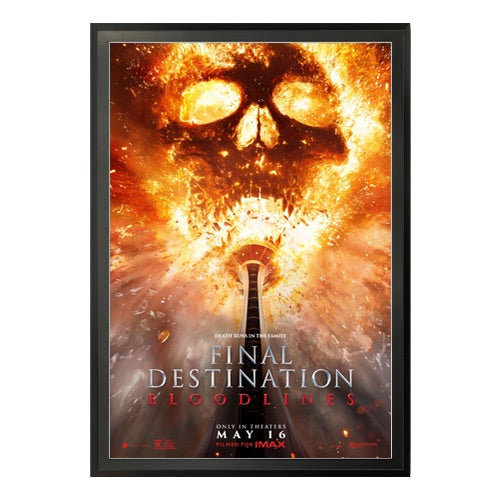 22x34 MOVIE POSTER PICTURE FRAME DISPLAY SHOWN in SATIN BLACK FRAME with RAVEN BLACK MATBOARD