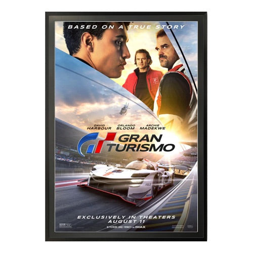 30x40 MOVIE POSTER PICTURE FRAME DISPLAY SHOWN in SATIN BLACK FRAME with RAVEN BLACK MATBOARD