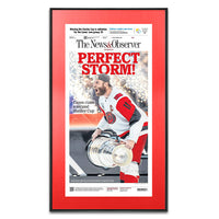 Carolina Hurricanes 2026 Stanley Cup Champions Newspaper Metal Display Frame | Shown with Satin Black frame finish and Red Hot matboard