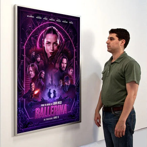 SLIM DESIGN (1 5/16" OVERALL DEPTH) FOR METAL 22x34 MOVIE POSTER FRAMES (SHOWN in SATIN SILVER) (NOT to SCALE)