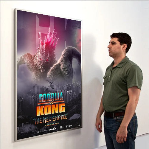 SLIM DESIGN (1 5/16" OVERALL DEPTH) FOR METAL 24x36 MOVIE POSTER FRAMES (SHOWN in SATIN SILVER) (NOT to SCALE)