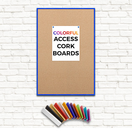 Access Cork Board™ 24x36 Frame with 12+ Colorful Metal Frames + Optional Fabric-Covered Cork in Many Striking Finishes